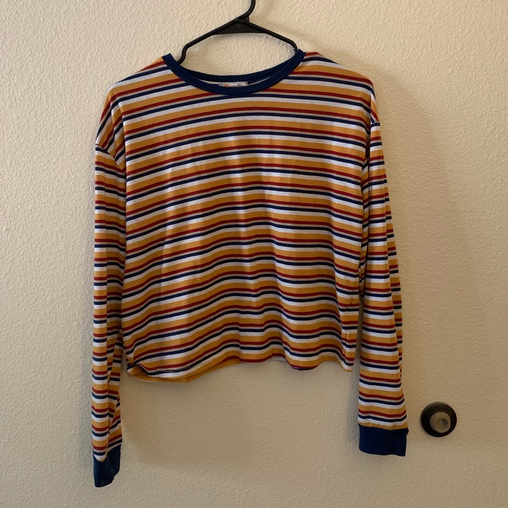 Striped Semi-Cropped Long Sleeve Tee